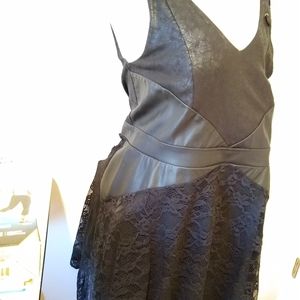 Black faux leather and lace dress